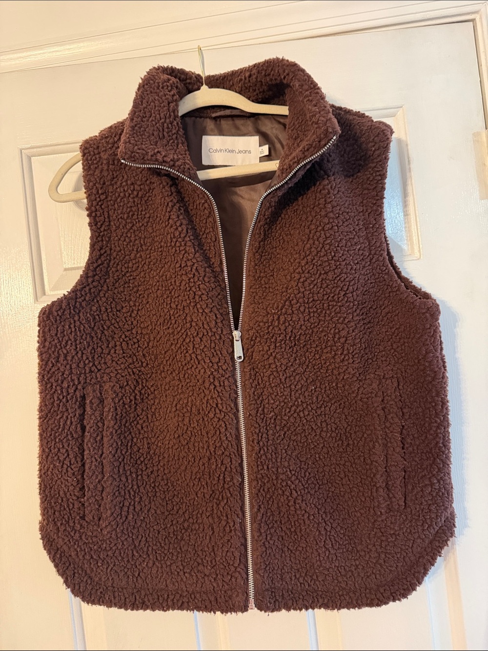 Calvin Klein Brown Sherpa Zip Vest